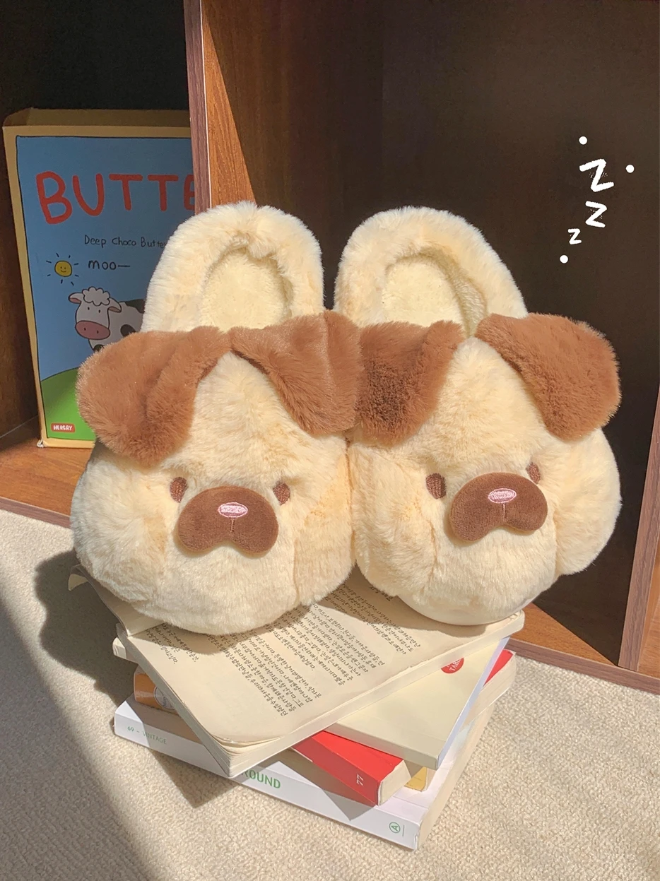 

Parent-child Shoes Boys' Girls Baby Cute Cartoon Puppy Cotton Slippers Women Winter 2023 New Anti-skid Plush Shoes Home Slipper