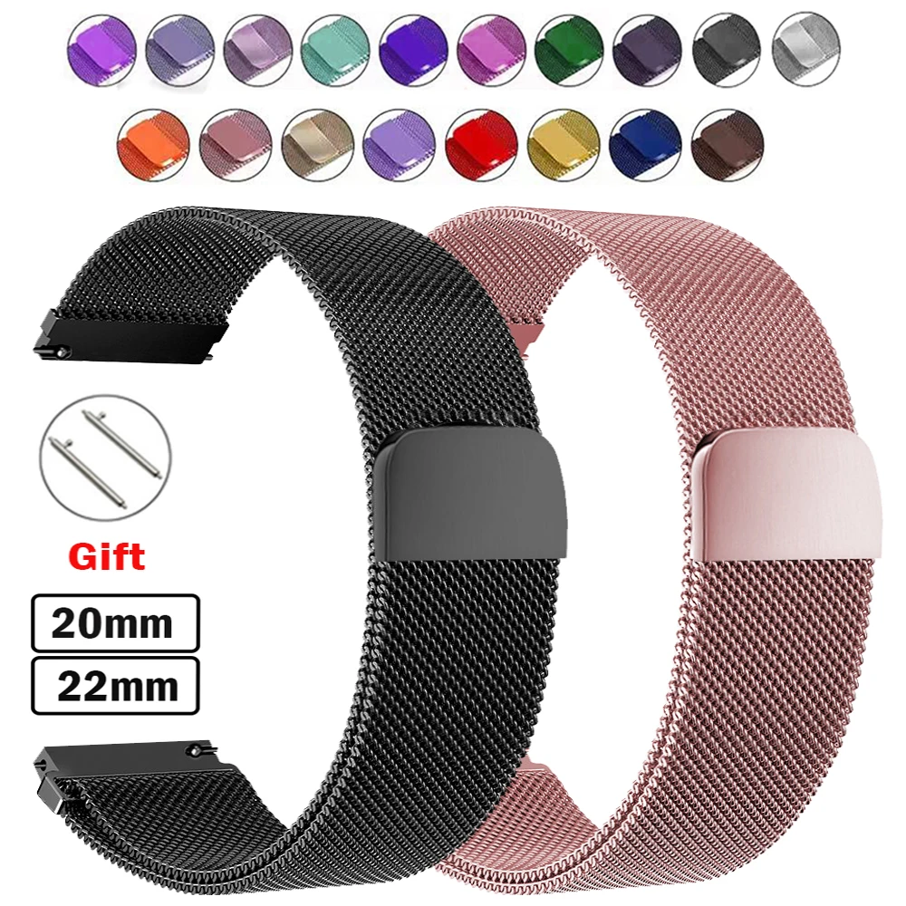 

22mm 20mm watch strap for Samsung galaxy watch 6/5/pro/4/6 Classic Watchbands Milanese Loop bracelet Huawei GT 4-3-pro-2-2e band