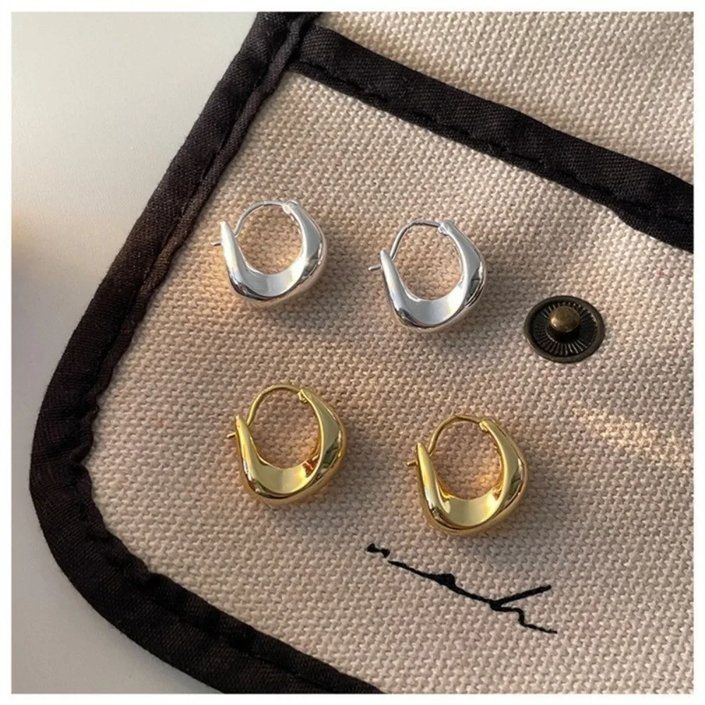 Fashion Smooth Metal Chunky Hoop Earrings Simple Versatile Drop Earrings Jewelry Ear Pendant Women