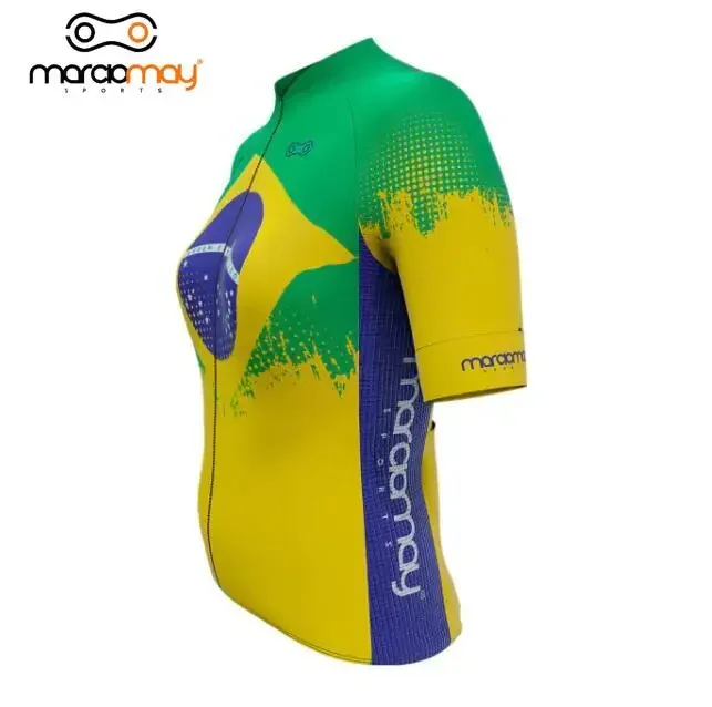 Marciomay Summer Women Yellow Cycling Short Sleeve Jersey Road Bike MTB Cycling Shirt Racing Breathable Quick Dry Sport Clothing