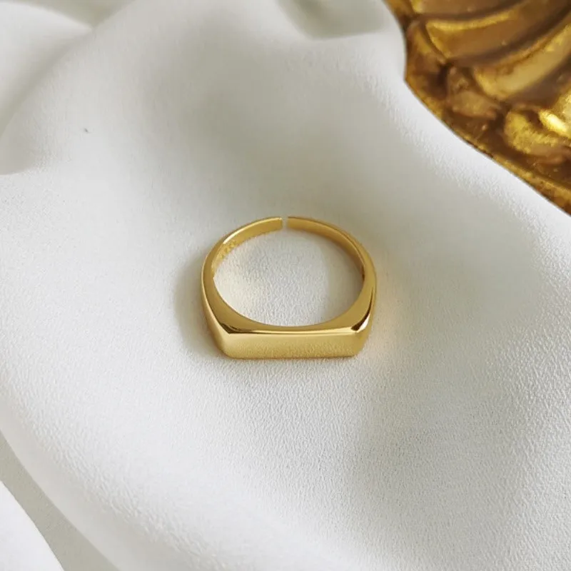 Korean Simple Geometric Rectangle Handmade Ring for Women Creative Individuality Flat Rings Jewelry Gifts Wholesale