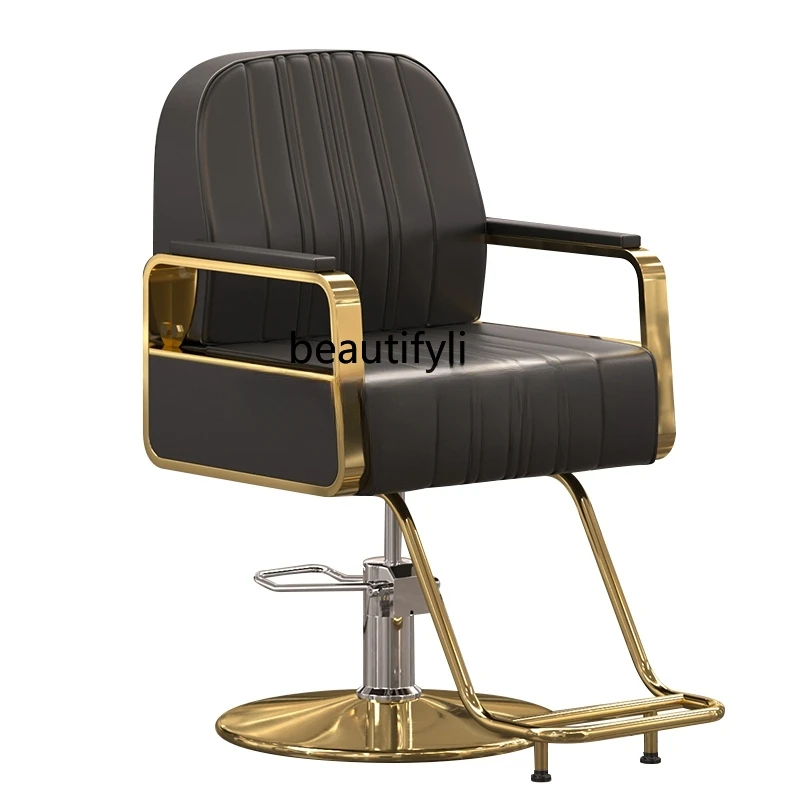 Hair Salon Chair Barber Shop Chair Hair Salon Hot Dyeing High-End Hair Cutting Chair Lifting Revolving Thickened hair car beauty stroller hair salon press dyeing tool car hair salon trolley bar car new european style