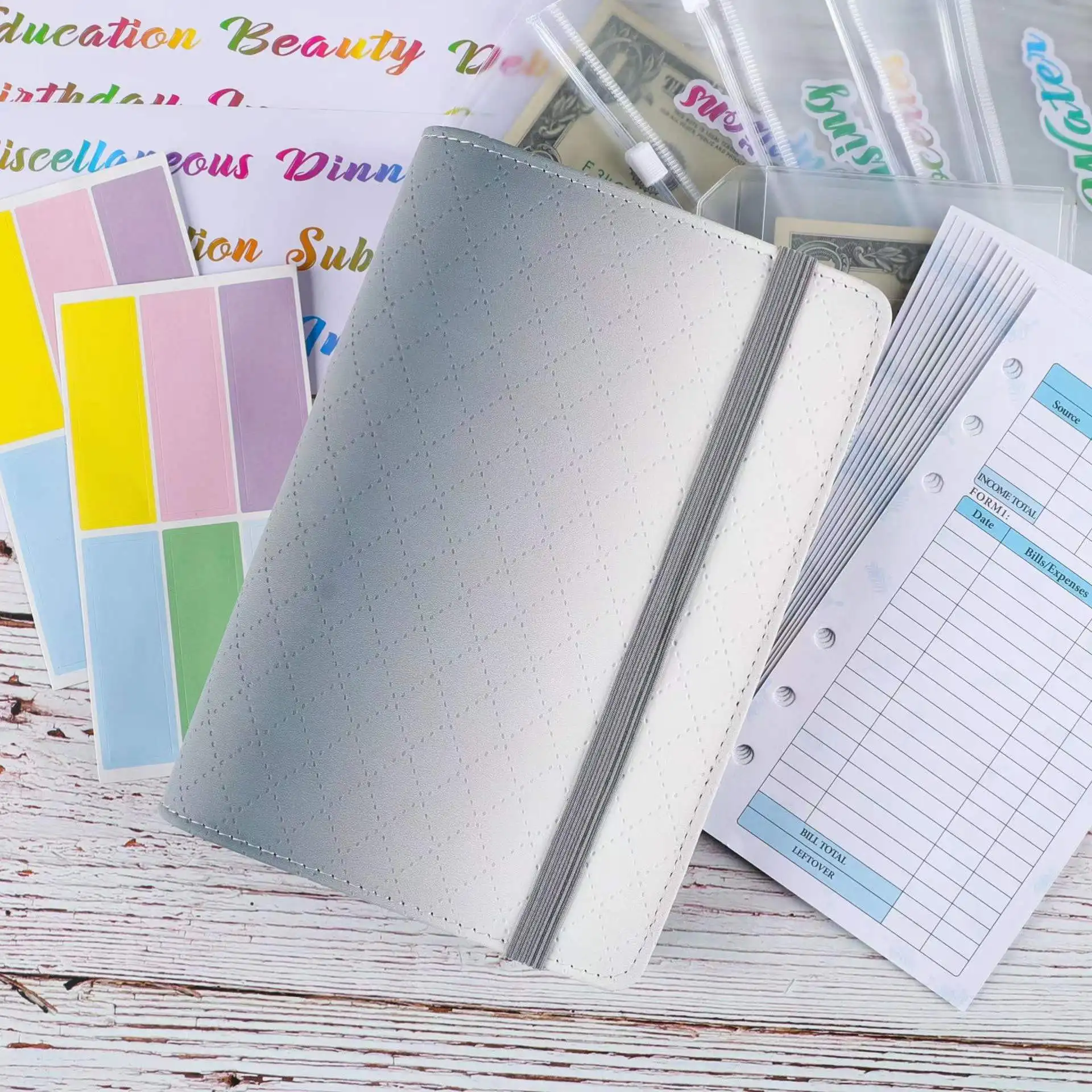 A6 Budget Binder Refillable 6 Ring Notebook Personal Planner Cover for A6 Refill Paper, Money Saving for Cash Envelopes System