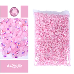 Vibrant Jelly Color Transparent Resin Rhinestones for Nail Art & Garment Decoration, Bulk Wholesale (Pink AB)