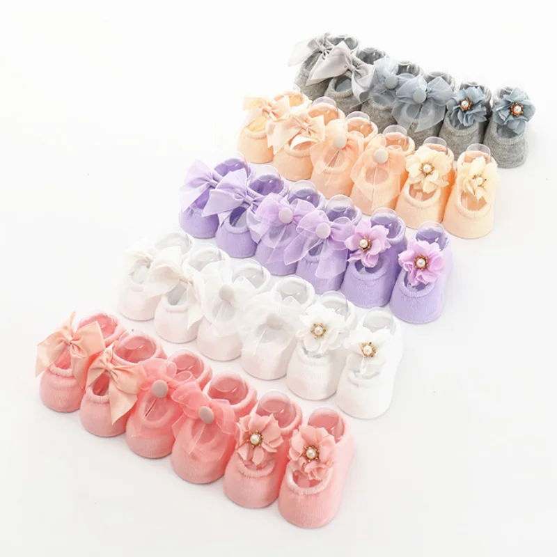Girls baby socks 3Pair/lot lace flower bow cotton socks