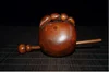 Chinese Natural Boxwood Hand carved Moktak Holz Fisch Buddhistisch Statue 5