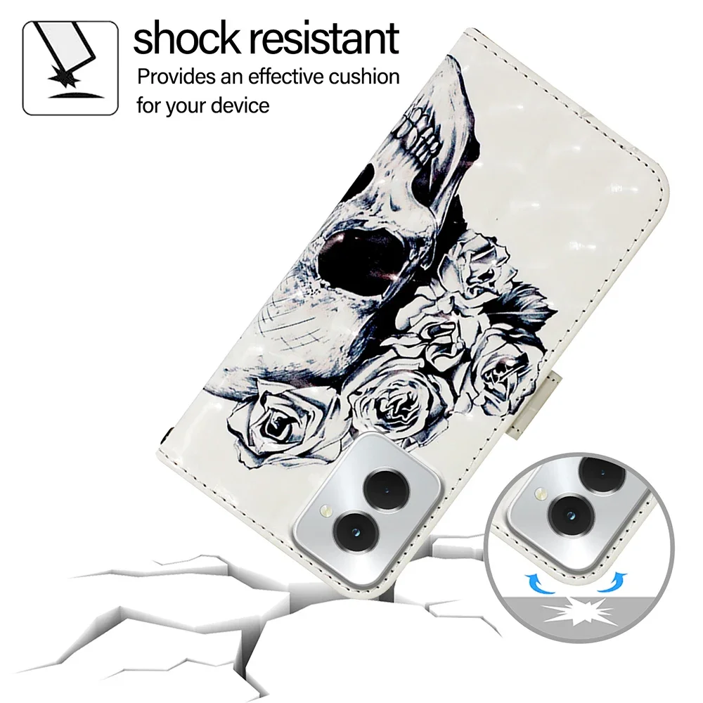 Charming Painted Pattern Wallet Case with Flip Stand and Leather Card Holder Cover