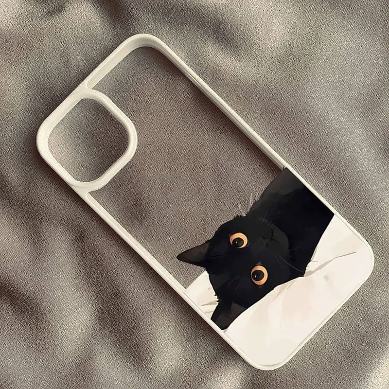 Charming Cartoon Black Cat Phone Case - Durable Hard PC Shell Cover