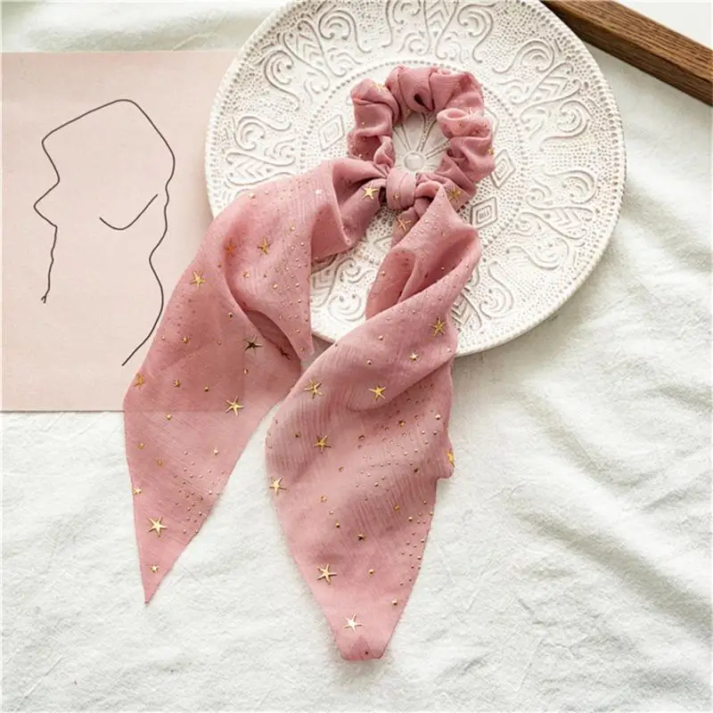 Santa Claus Bows Hair Scrunchies Long ribbon Ponytail Scarf Hair Tie Women Girls Elastic Bands Christmas Accessories