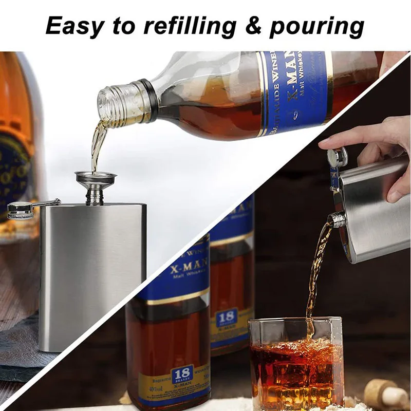 1-10 oz Hip Flask Wine Whisky Pot Bottle Hip Flasks Drinker Alcohol Bottle Portable Drinkware Stainless Steel stainless steel hip flask