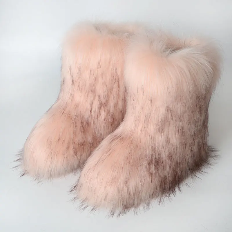 Fashion Trend Plus Size Plush Warm Style Winter Boots Women Shoes Hot Sell Faux Fur Boots Ladies New Design Furry Snow Boots