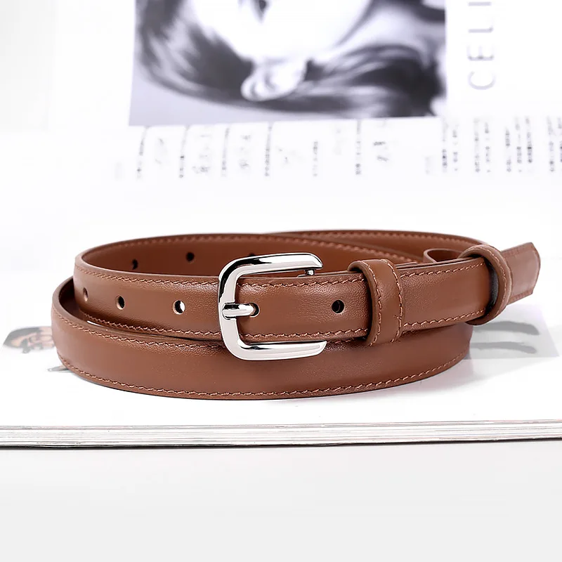 

New Women Fashion Leather Belt Buckle Belts Women and men Waist Belt Thin Black Buckle Leather Belt A13