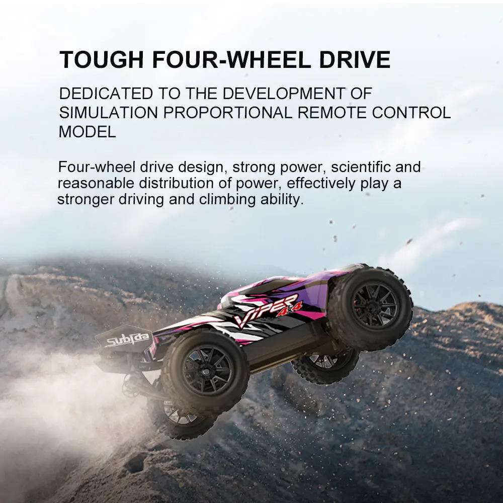 50KM/H High-Speed RC Car – 4WD Off-Road Buggy Truck with LED Lights, 2.4G Remote Control Racing Vehicle Toy for Kids 3