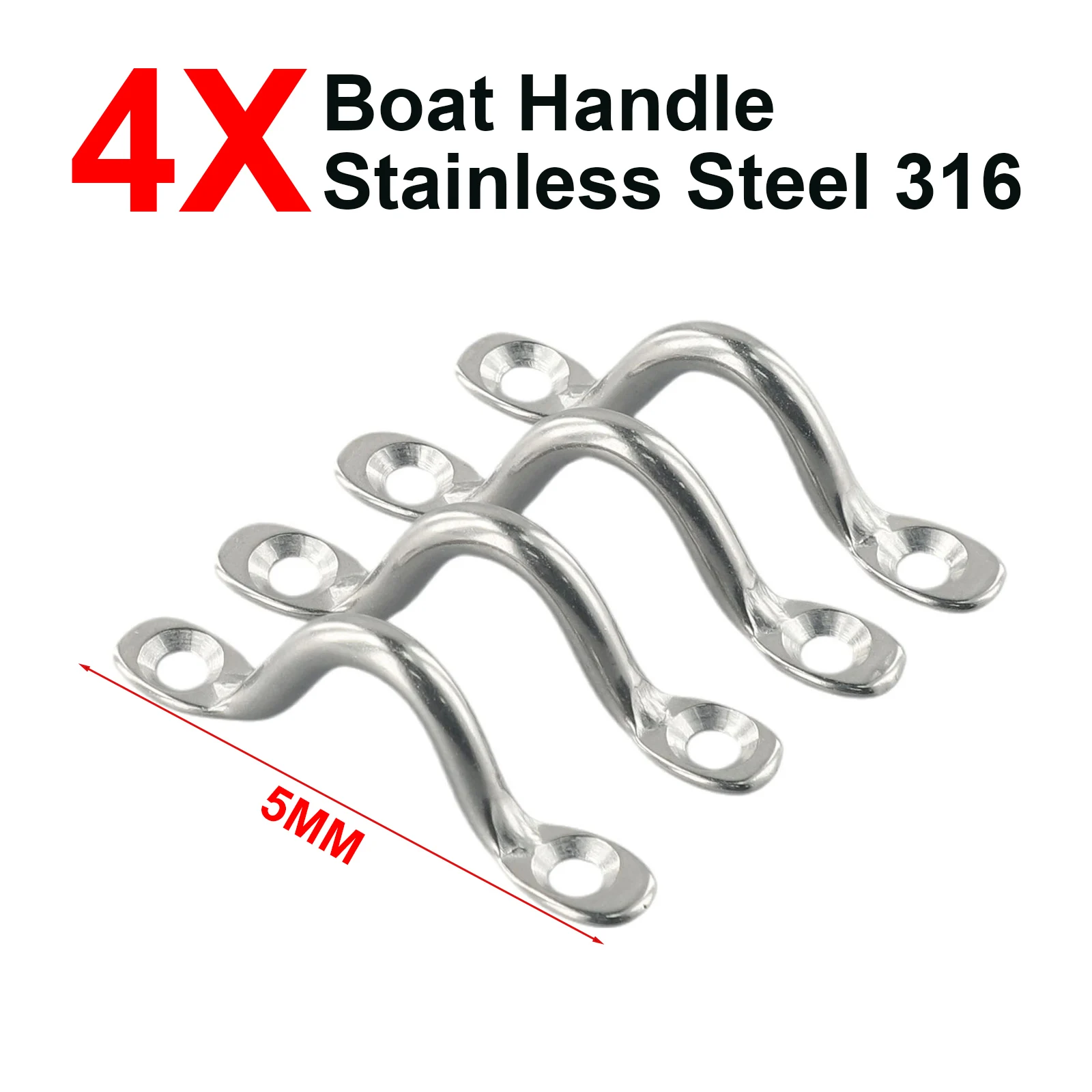 4Pcs 5mm Stainless Steel Wire Eyelets Marine Trolley Fender Hooks Stainless Steel 316 U Shaped Engine Parts