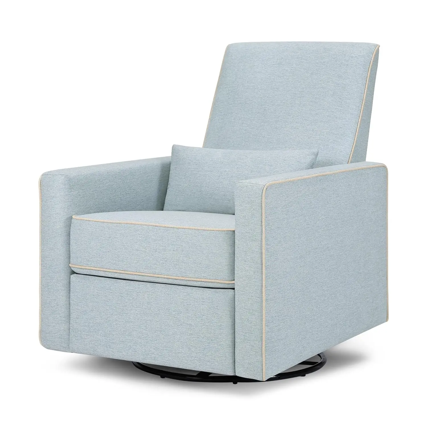 

Piper Upholstered Recliner and Swivel Glider in Heathered Blue with Cream Piping, Greenguard Gold & CertiPUR-US Certifie