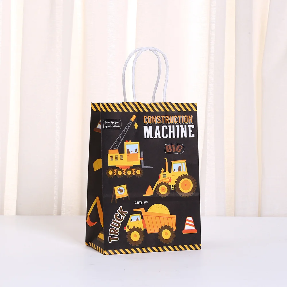 6-30 stücke Engineering Thema Cartoon Bagger Handheld Papier Tasche Candy Tasche Kleine Geschenk Tasche Kinder Geburtstag Baby Dusche partei Liefert – Detail 6