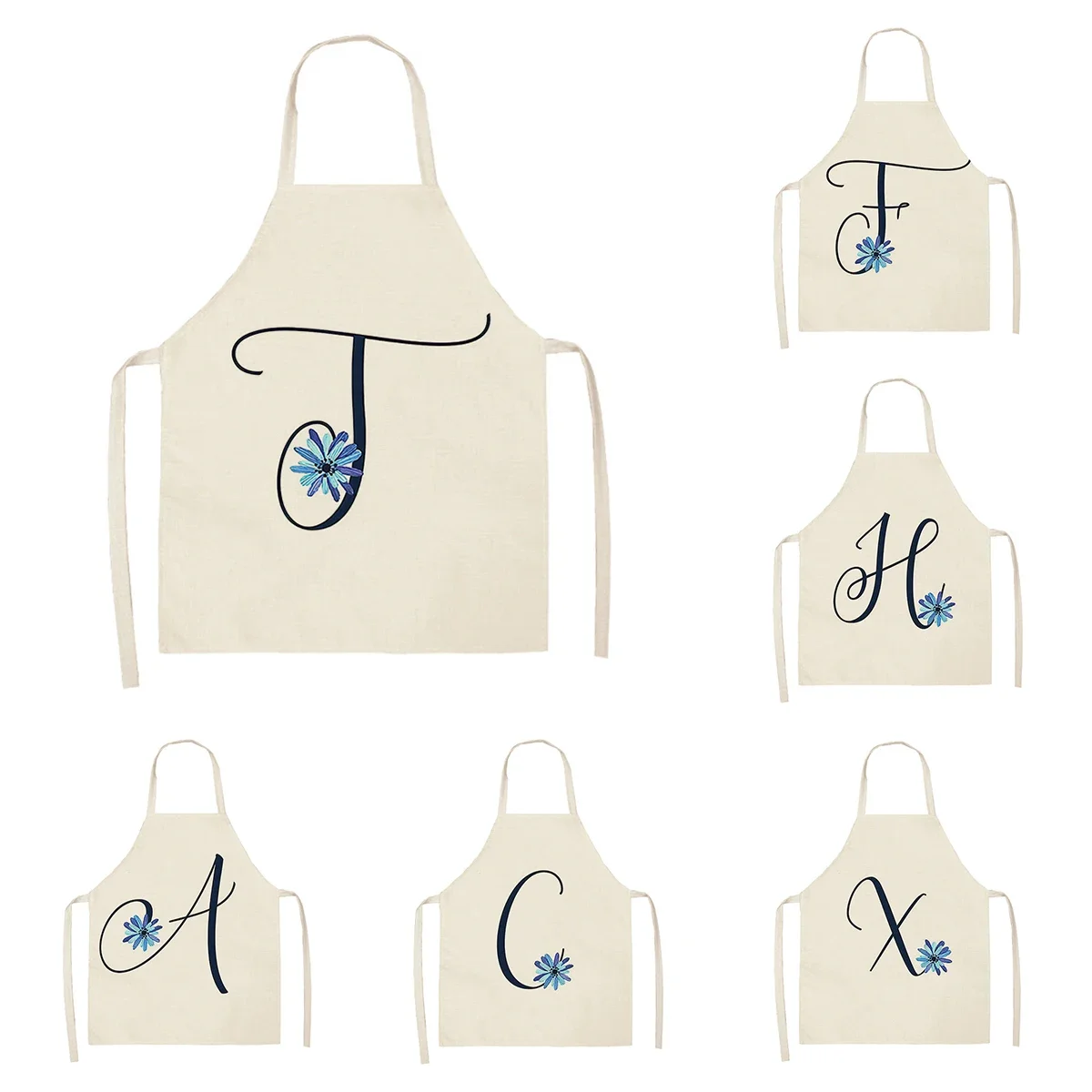 

Home wreath Letter Pattern Apron Women Men child Linen Stain Resistant Apron Cooking Household Cleaning Tool Kitchen Utensils