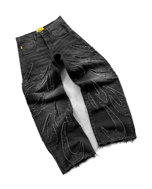 New Hot Selling Ripped Raw Edge Embroidered Denim Trousers Retro Harajuku Baggy Jeans Y2k Men Women Hip Hop Punk Casual Pants 3