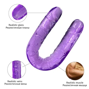 Double head Dildo Long Realistic Dildo Double Ended Dildo Flexible Big Penis for Women Masturbator Sex Toys for Lesbian 4