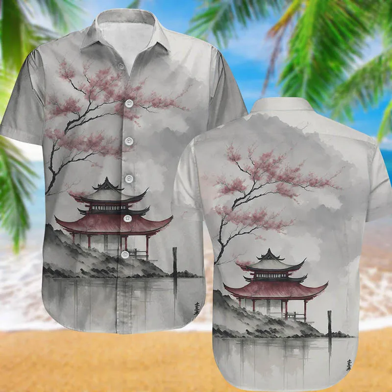 

Hawaiian Men'S Shirt T-shirts for men Short sleeve tee tops Oversized shirt summer men dress shirt Men's clothing ink painting