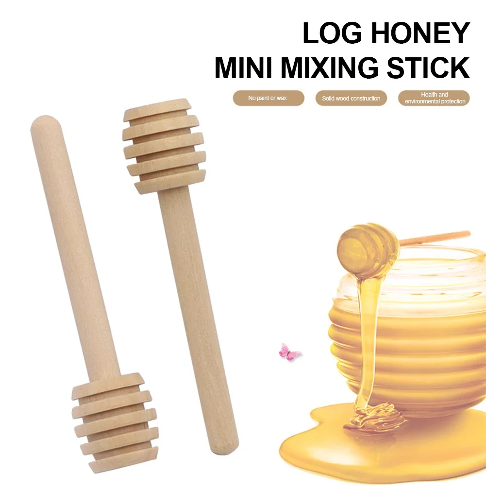 1-30pcs Mini Honey Stir Bar Mixing Handle Jar Spoon Practical Wood Dipper Honey Long Stick Supplies Honey Kitchen Tools