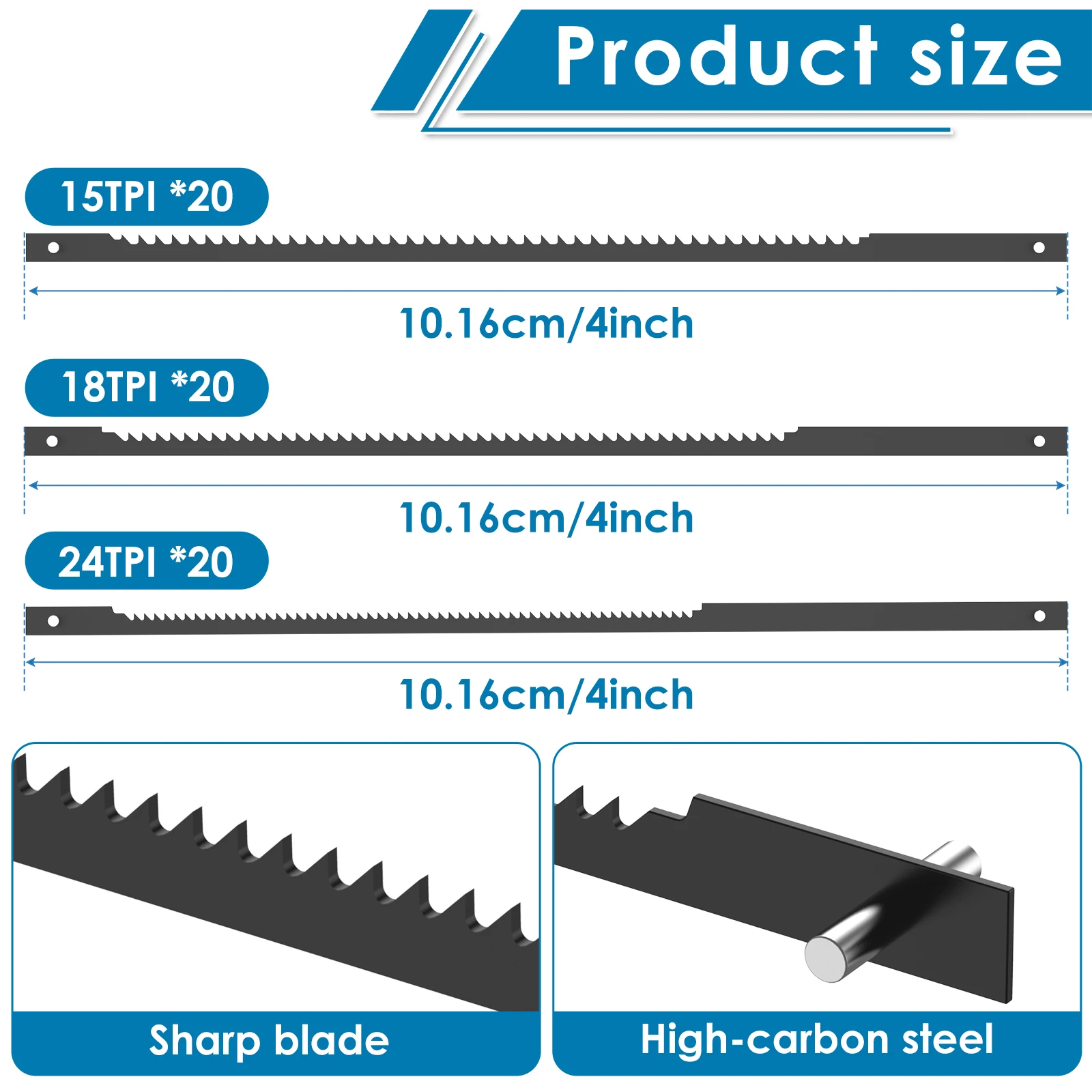 60Pcs Pin End Scroll Saw Blade Set Compatible with MS20 4inch High Carbon Steel Scroll Saw Blades Assortment Wood Cutting