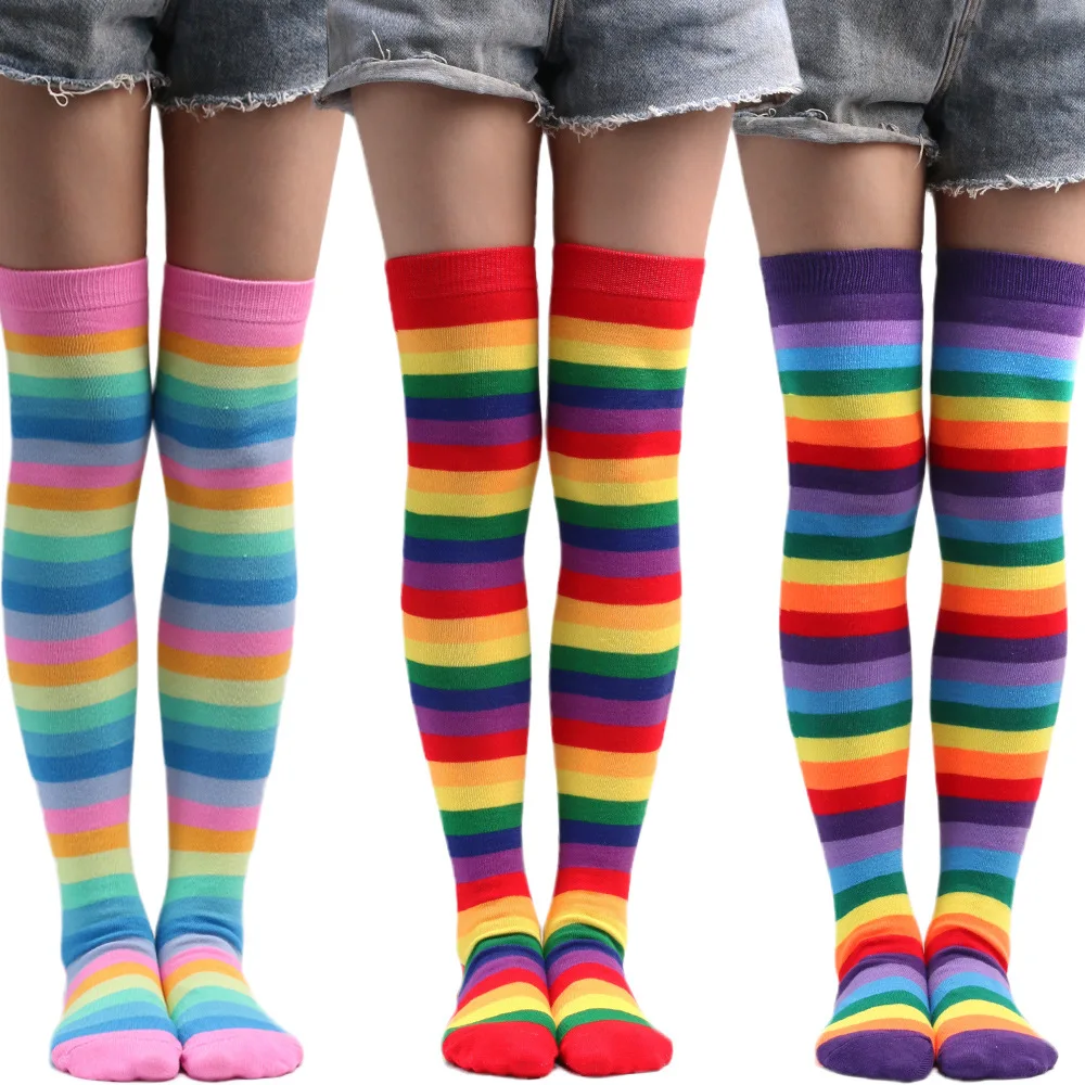 Rainbow Knee Socks  Striped Pride Socks for Women - Cute But Crazy Socks