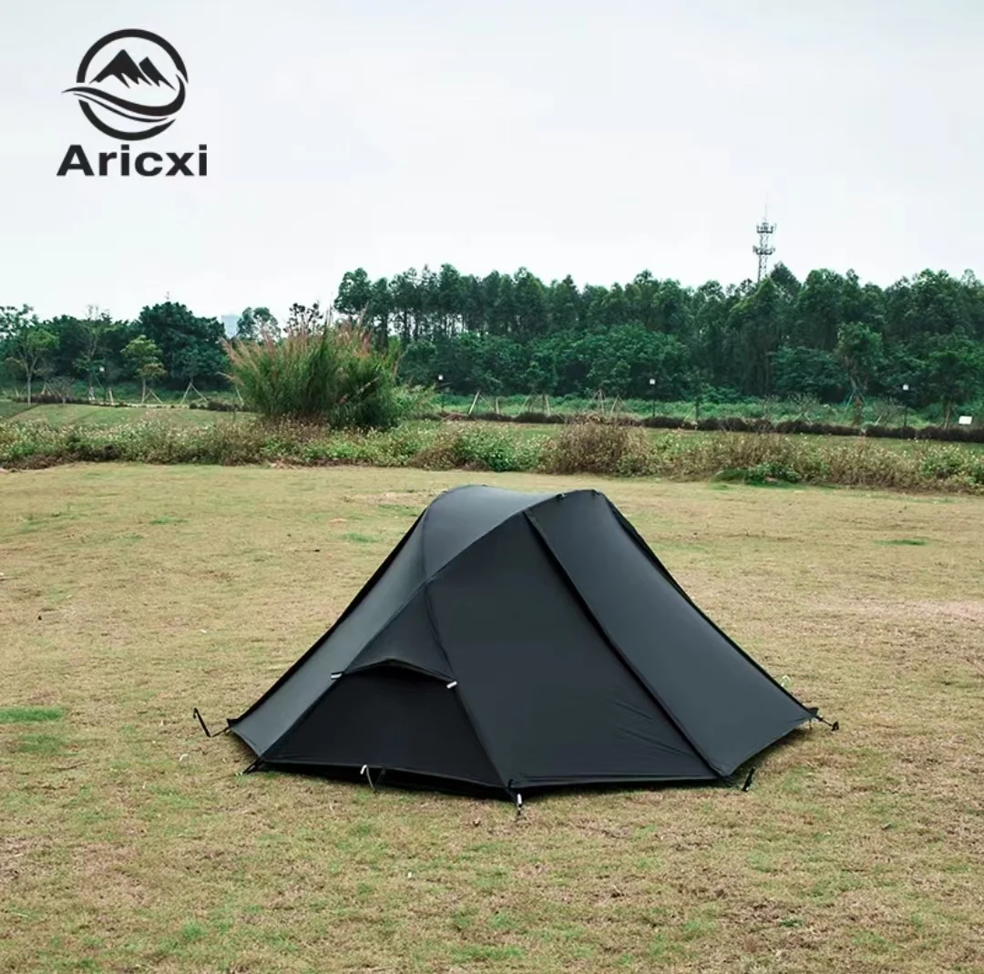 15D Lightweight Professional Camping Tent 1person Black Camping Trekking tent waterproof storm Comes with double tarp camping tent