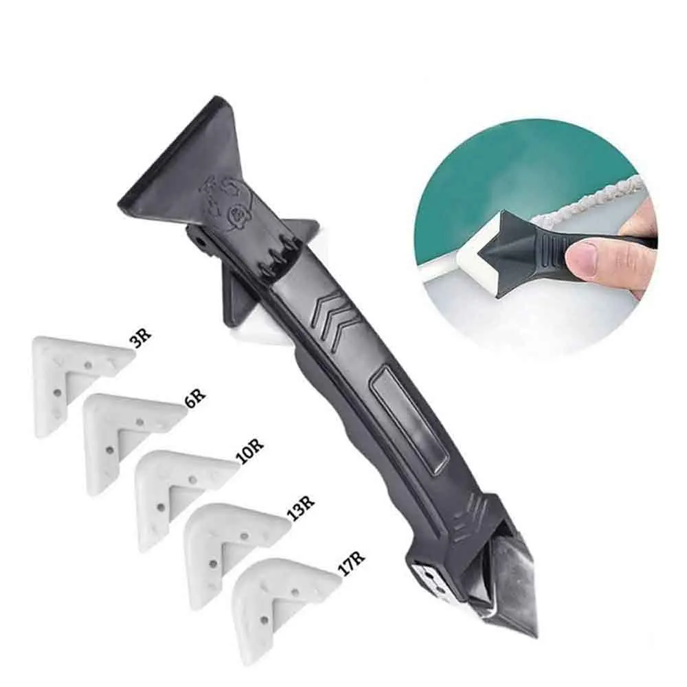 5-in-1 Metal Glue Scraper Kit Squeegee Caulk Remover Angle Crack Trowel Grout Cleaning Tool Multifunction Home Clean Tool Kit