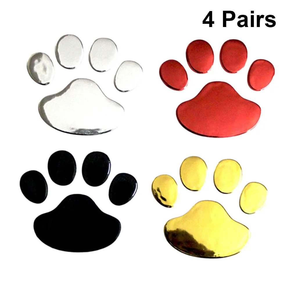 

4 пары автомобильных наклеек из ПВХ с собачьими когтями, наклейка с царапинами, украшение для автомобиля с мультяшными собаками, цвет красный, серебро, золото, черный