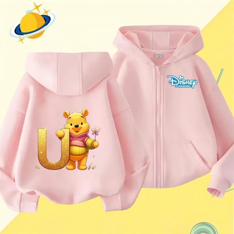 Winnie the Pooh 핀 지퍼 후디, 소년 소녀 맨투맨, 가을 및 겨울 긴 소매 하라주쿠 점퍼, 디즈니 캐주얼 후디, 신제품