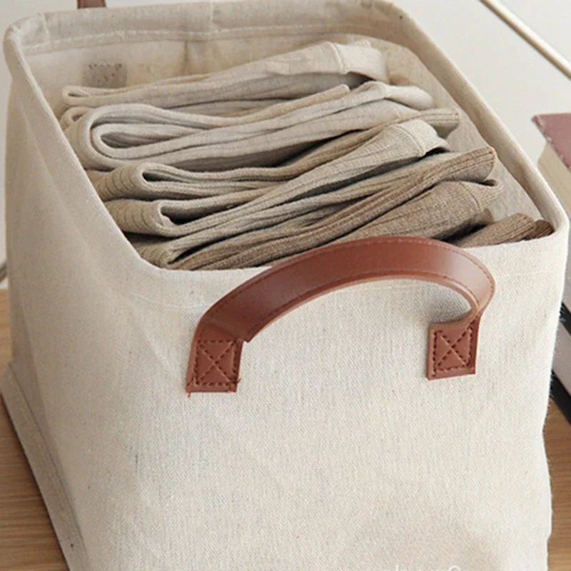 Cotton Linen Dirty Clothes Laundry Basket Collapsible Laundry Hamper Toy Storage Household Sundries Storage Basket Handle