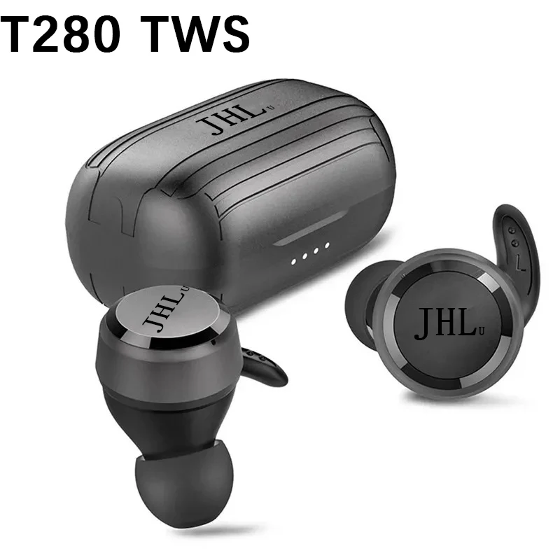 JHLU-T280 TWS Fone De Ouvido Bluetooth Sem Fio, Hi-Fi, Música, Esportes, Baixo, Impermeável, Estojo De Carregamento, Original