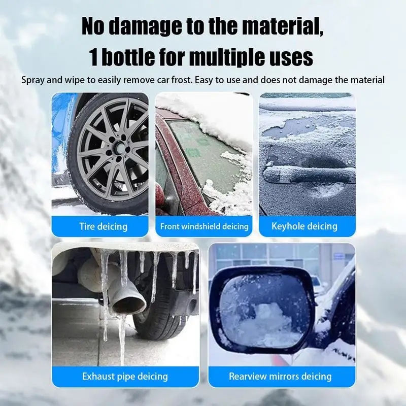 Deicer Spray For Car Windshield 500ml Ice Melt & Frost Remover Snow Removal For Windshield Window Snow Melting Defrost Liquid