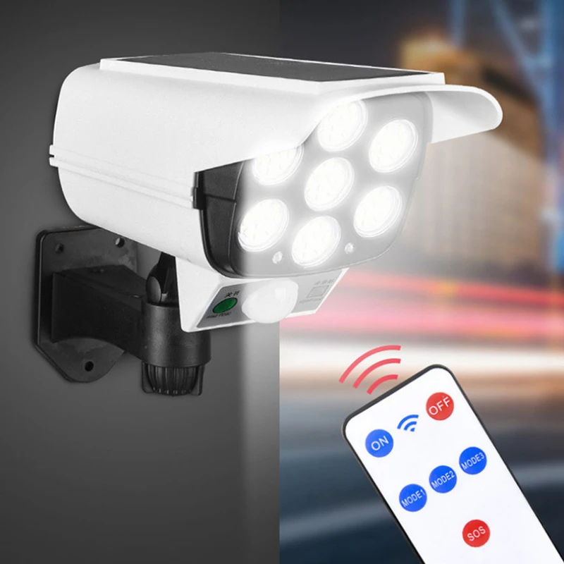 Solar LED Light Outdoor Motion Sensor Solar Street Light Street Light Security Simulation Fake Camera 77 LED Light Garden