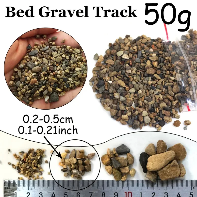 50g/봉투 0.1-2.5cm 시뮬레이션 철도궤도 자갈 미니 자갈돌 모형 기차 디오라마 풍경 조립 용품