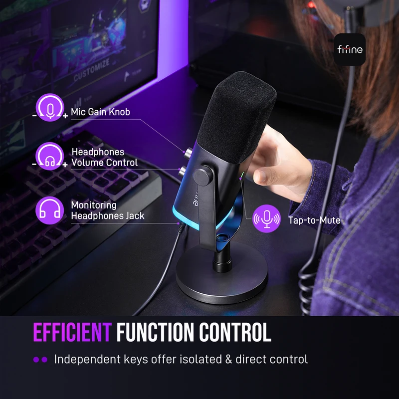 FIFINE USB/XLR Dynamic Microphone with RGB