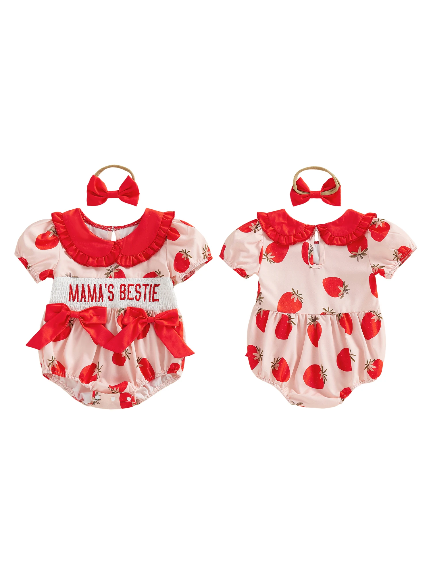 Infant Girl Floral Print Ruffle Sleeve Romper Jumpsuit Newborn Summer Bodysuit Playsuit with Bow Headband Set