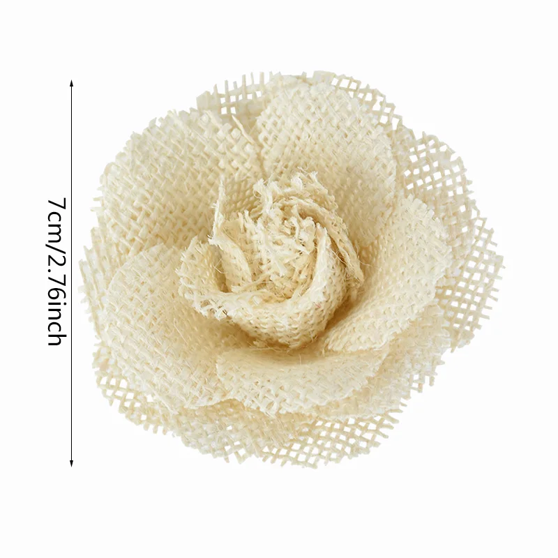 VIOCIWUO Set di 24 fiori di iuta, include 2 rotoli di nastro di