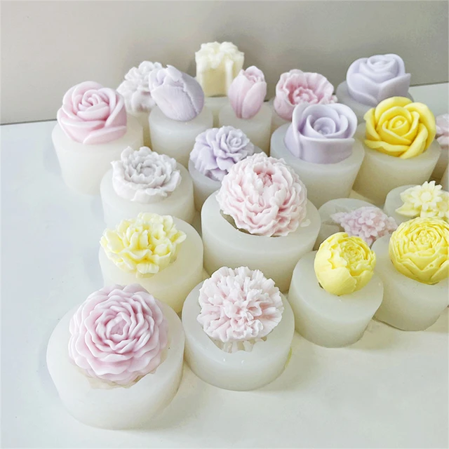 Round Shape Flower Molds Silicone Soap Candle Mold Polymer Clay Tool DIY  Cake Decor Chocolate Candy Cookie Baking Mould