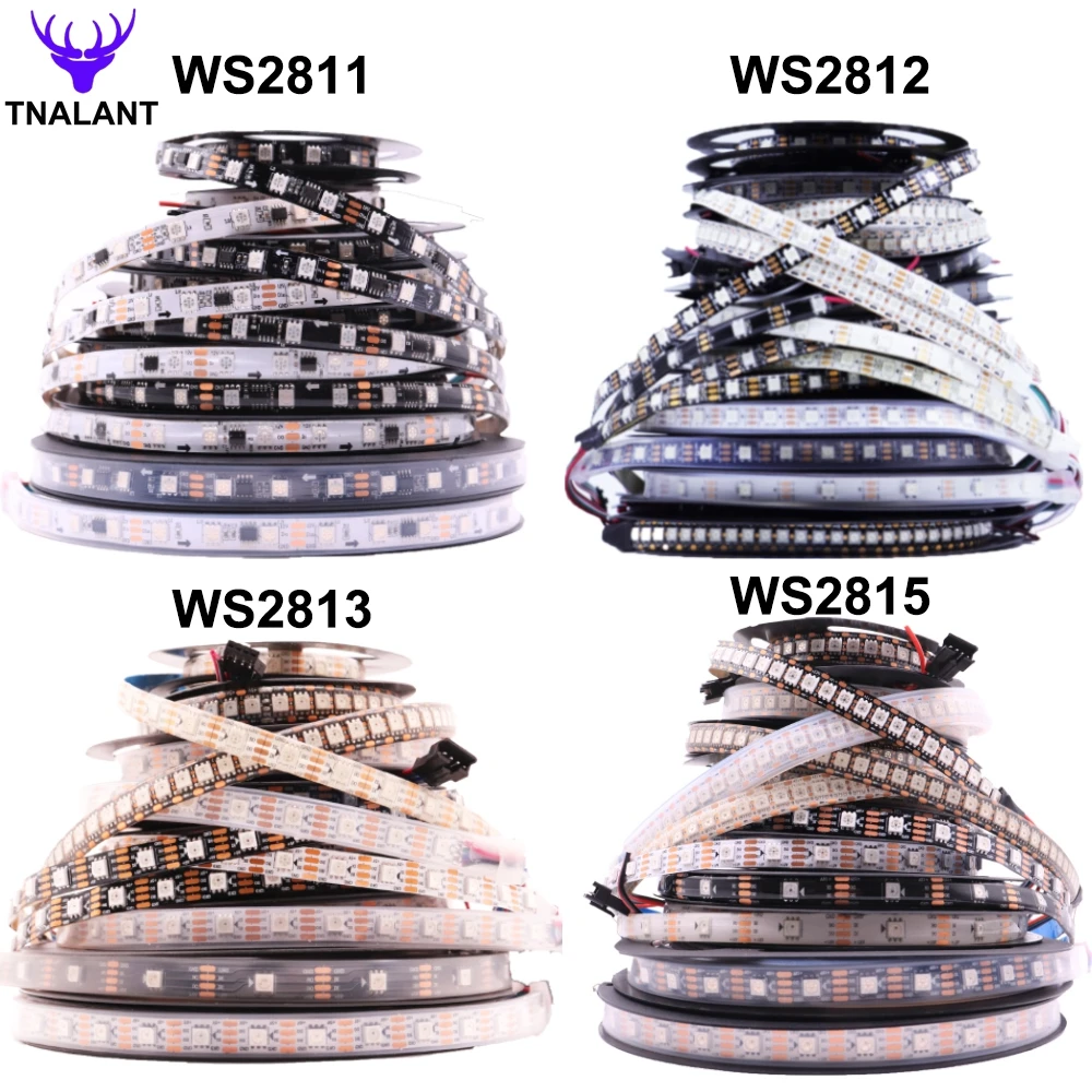 WS2812B WS2811 WS2813 WS2815 RGB ledes csík WS2812 Egyéni addressable 30/60/144pixels/leds/m Magnószalag ligh IP30/65/67 DC5V/12V