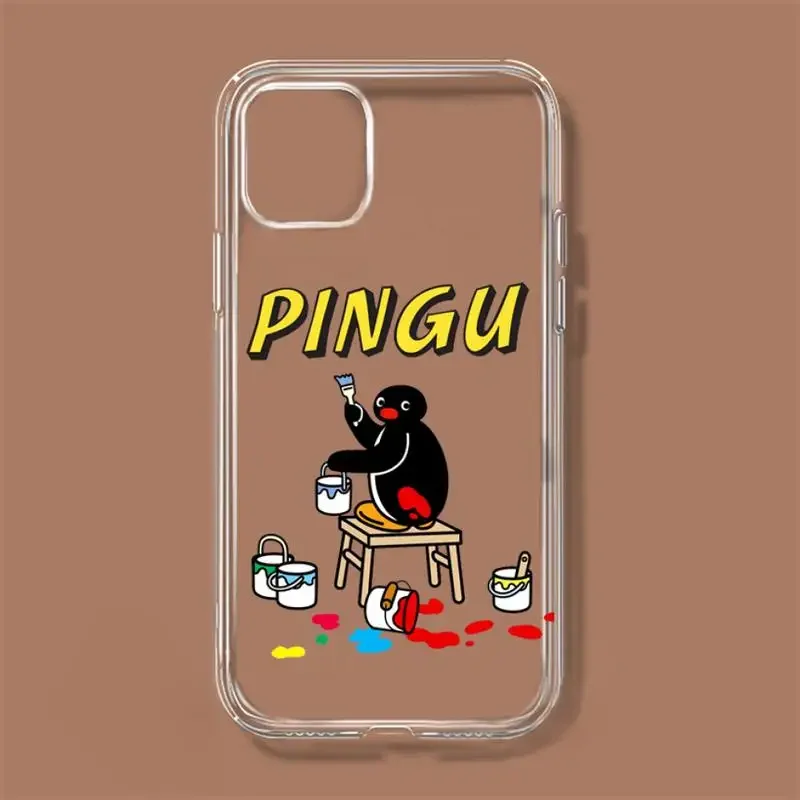 Cartoon Pingu Penguin Phone Case For iPhone 11 12 Mini 13 14 Pro XS Max X 8 7 6s Plus 5 SE XR Transparent Shell