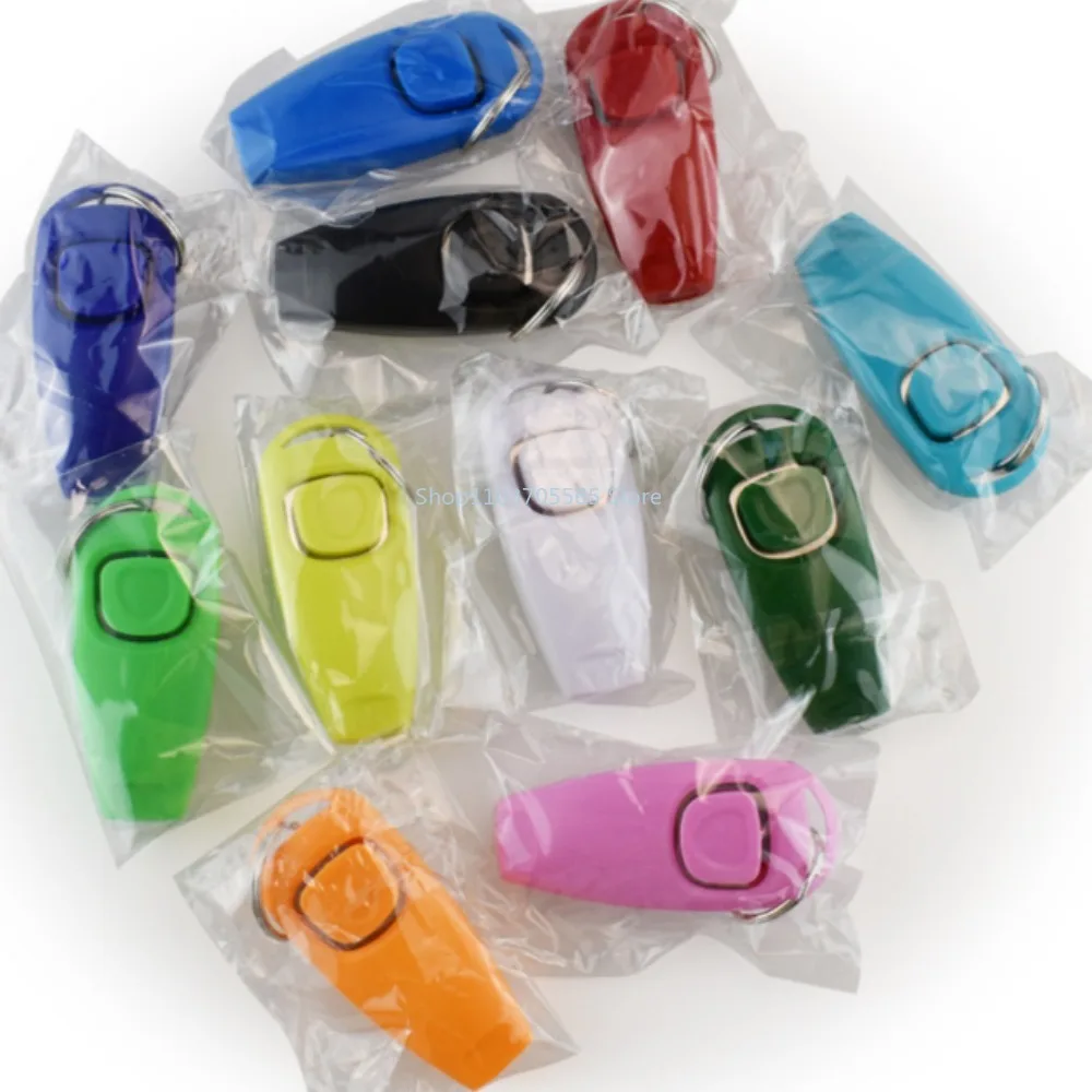 2 In 1 Pet Dog Clicker Dog Training Whistle Clicker Trainer Puppy Stop Barking Training Aid Tool Key Ring Pet Supplies