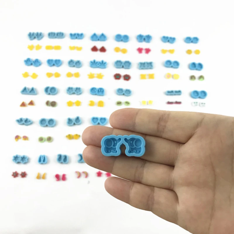1PC Cute Ear Studs Resin Molds DIY Mini Heart Shaped Animal Ear Stud  Decoration Silicone Mold