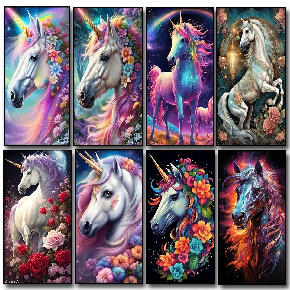 LargeDiamondPaintingUnicornDiamondArtJewelrycrossstitchFullSquareRoundEmbroidery