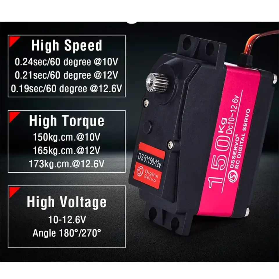 HV Robotic Digital Servo 160kg 150kg 80kg 60kg 35kg 25kg 20kg 17kg Metal Gear Servo Double-Shaft High Torque 180/270 Degree IP66 image 2