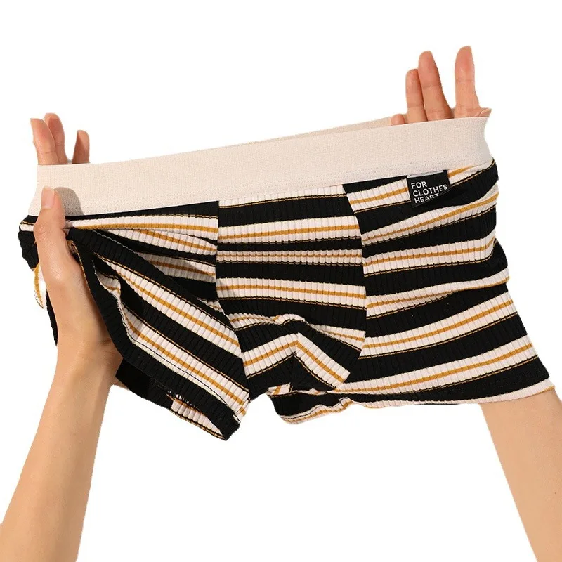 New Men's Underwear: Cotton Boxer Briefs, Plus Size, Mid-Rise, Striped, Breathable Summer Boxer Briefs for Boys, Teen Underwear - 5