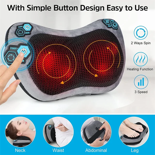 Real Relax MP-01 Portable Back Massager Shiatsu Kneading Electric Neck Massager Pillow