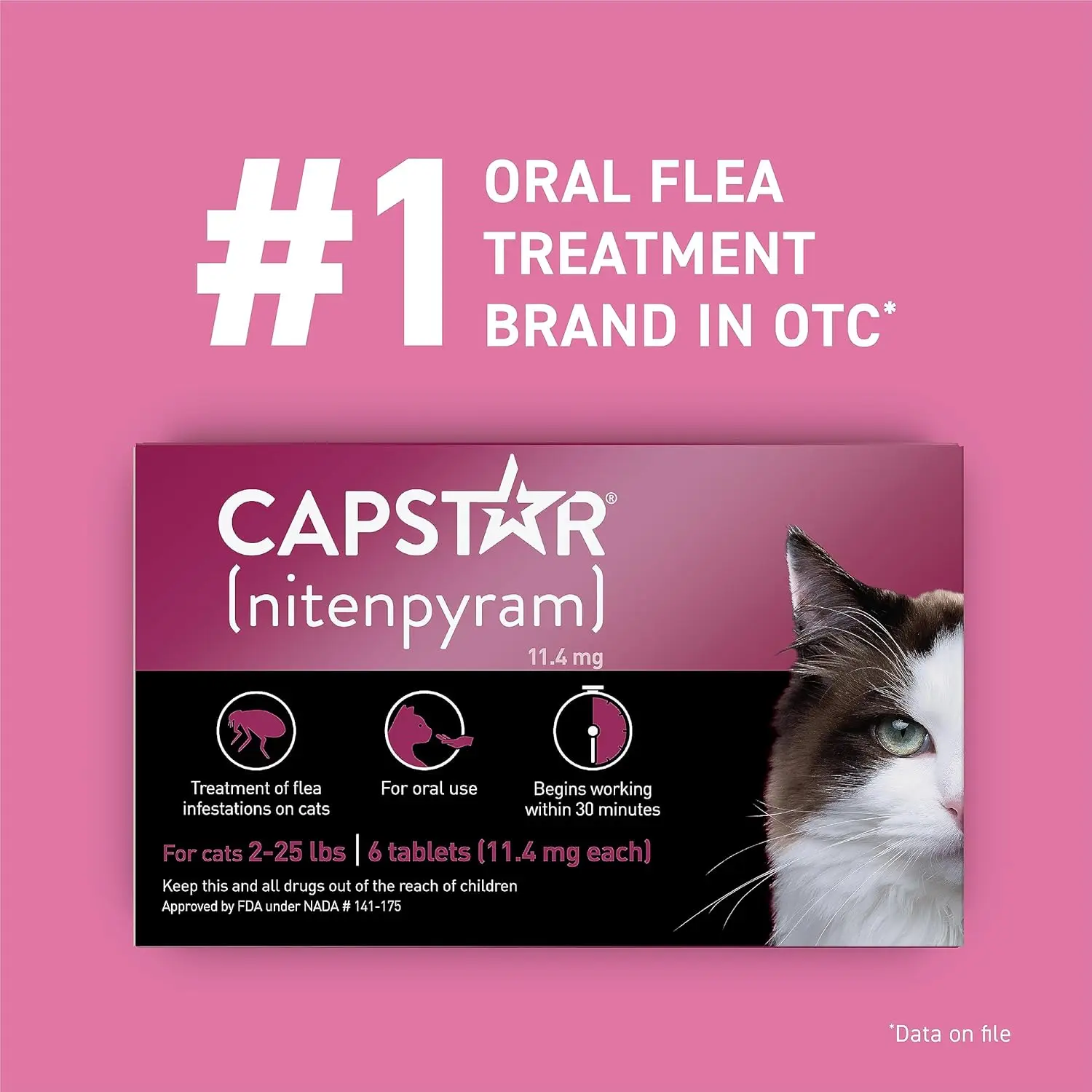 Oral Flea Treatment for Cats (2-25 lbs), Fast Acting, 12 Tablets