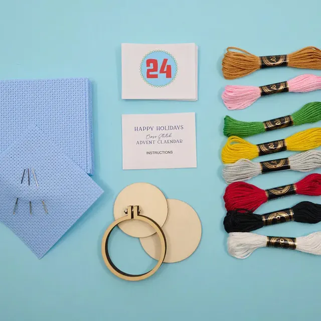 Calendrier de l'Avent au point de croix de Noël, kit de broderie de calendrier de Noël 6